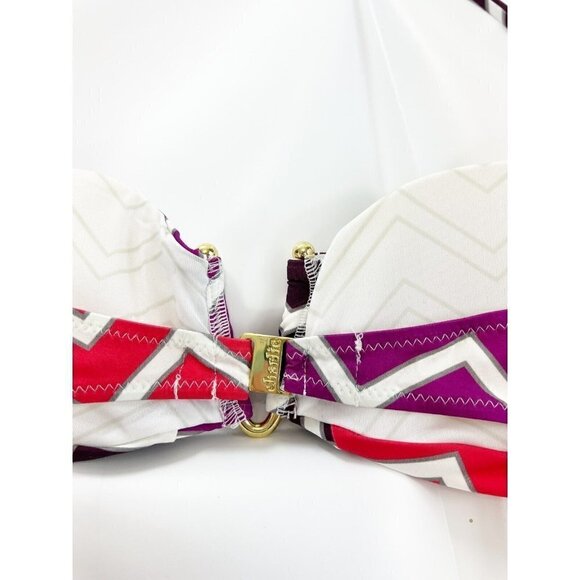 Charlie by Matthew Zink MZ Mixed Zag Rosa Halter Bandeau Bikini Set Sz Large - Picture 6 of 11